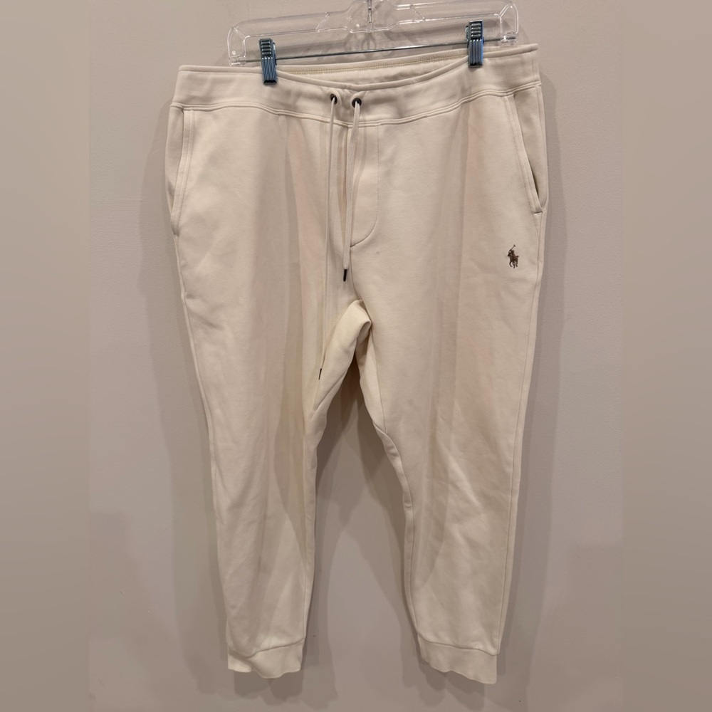 Polo Ralph Lauren Jogger Sweatpants Cream XL Drawstring Pony Logo Lounge Pants